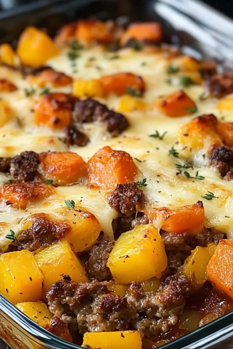 Amish Hamburger with Fall Veggies Bake