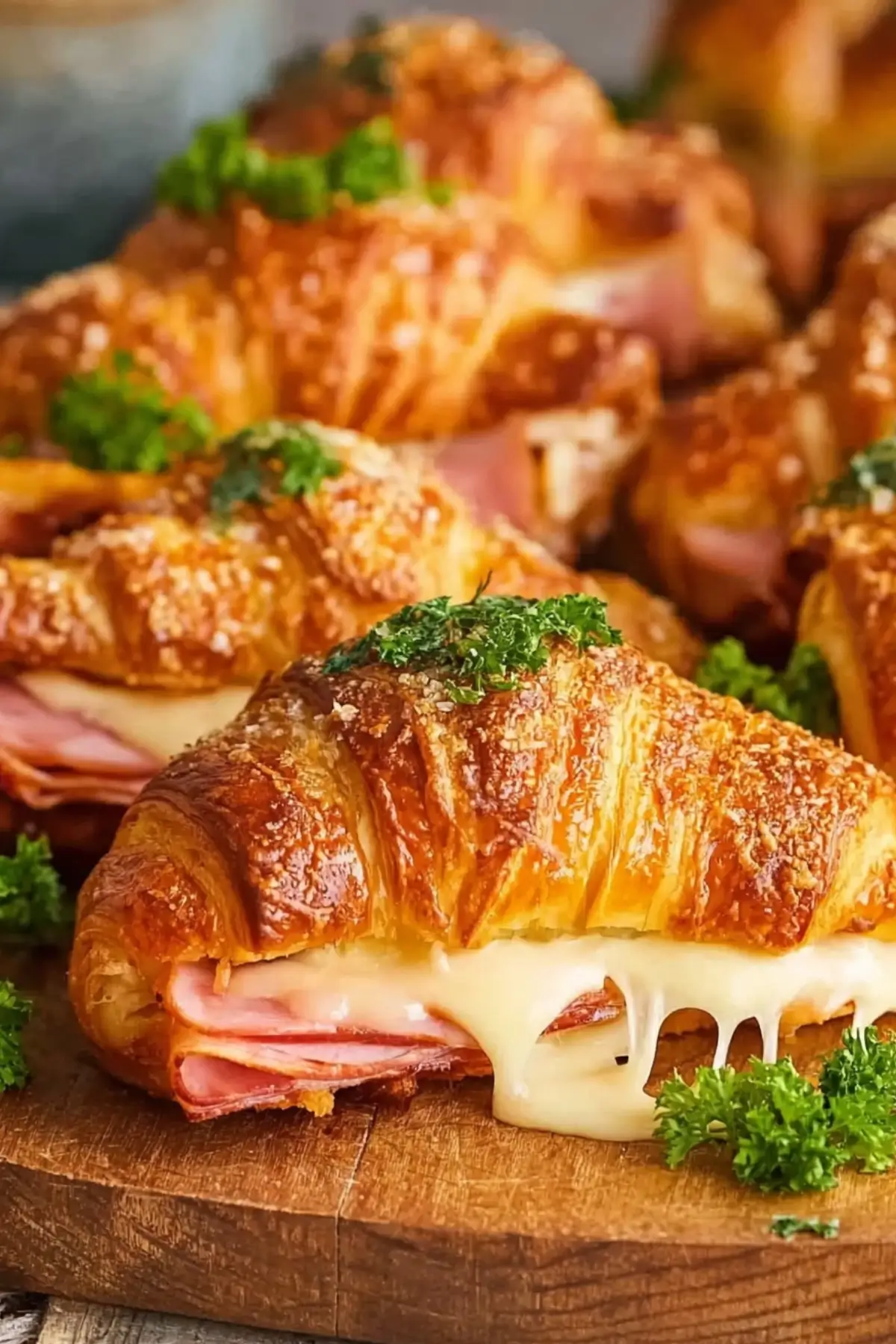 Baked Ham and Cheese Croissants fresh out of the oven