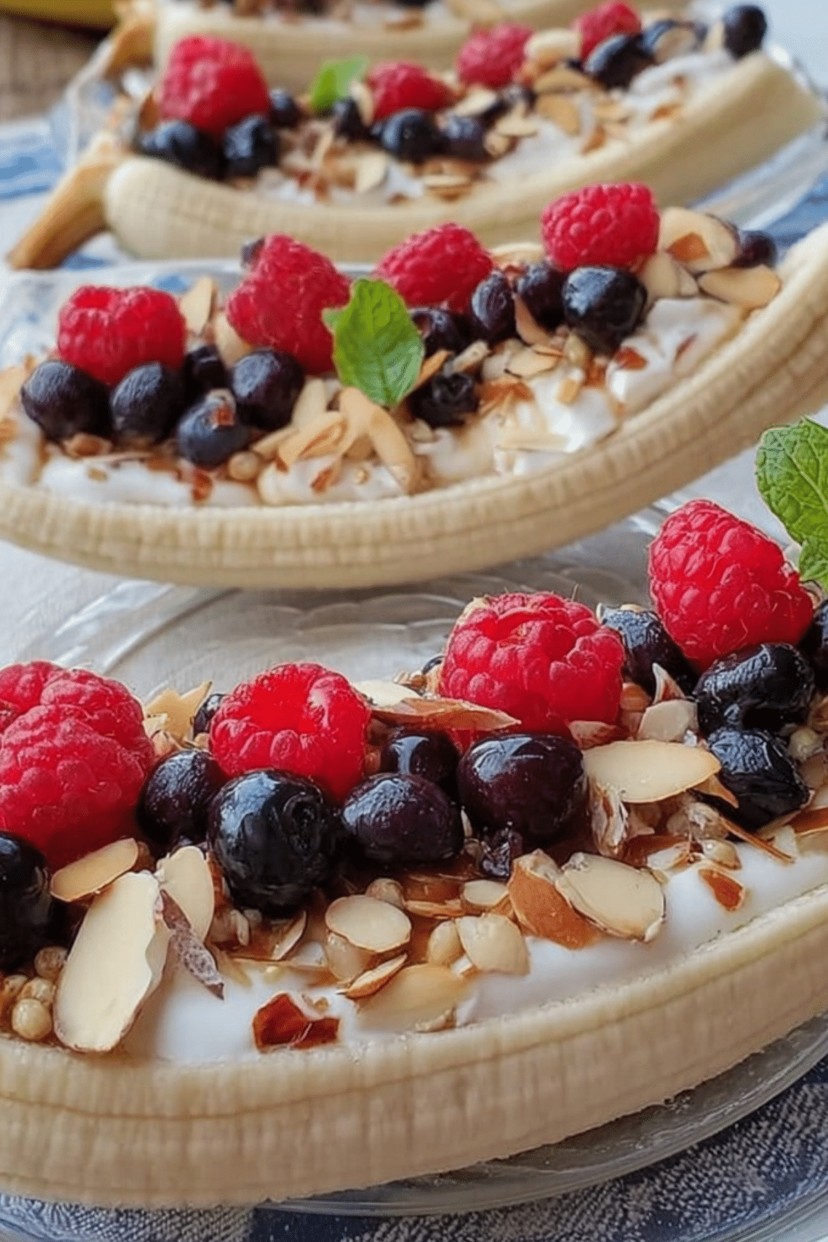 Banana Split Breakfast Bar with yogurt, fruits, and granola