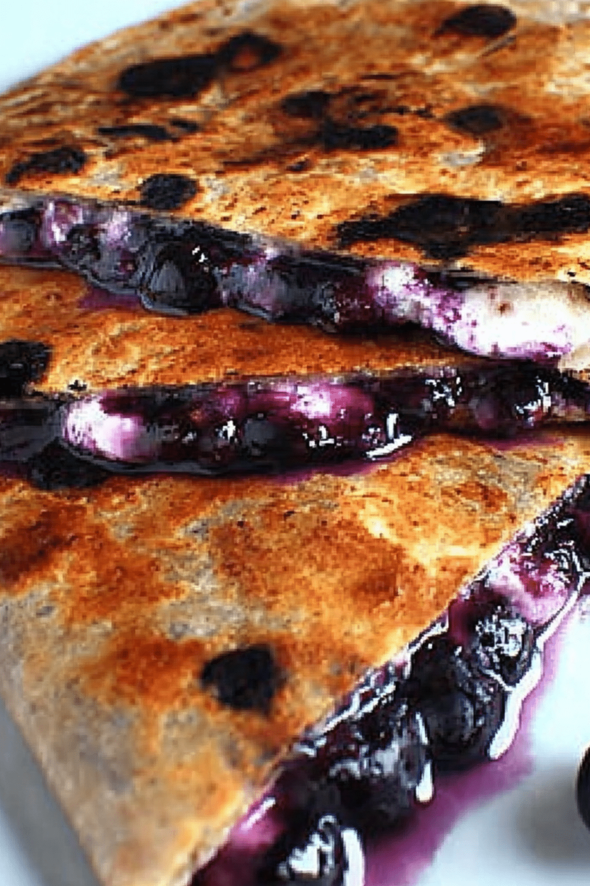 Blueberry Breakfast Quesadilla with fresh blueberries and cream cheese