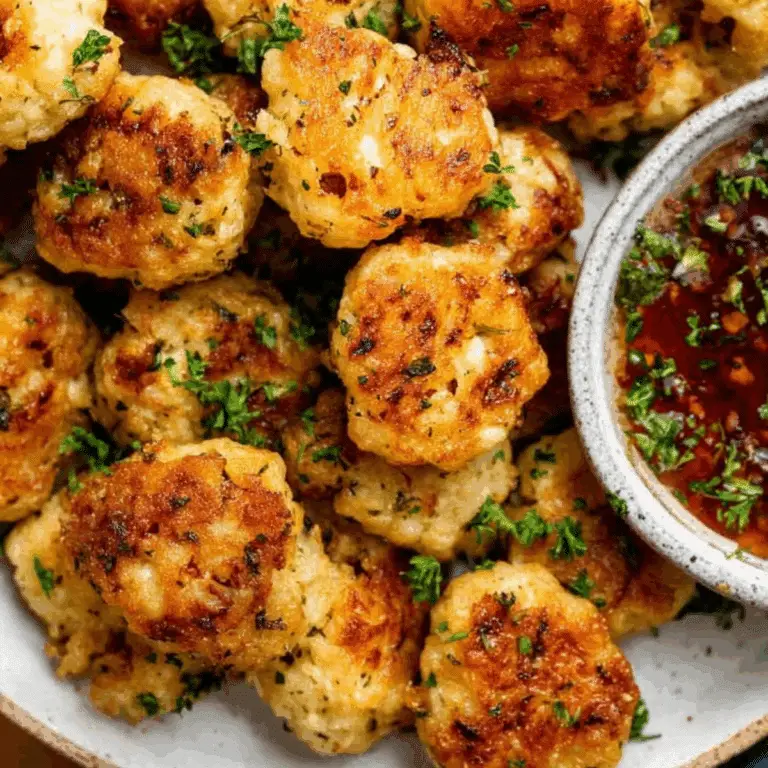 crispy cauliflower tots served with dipping sauce"