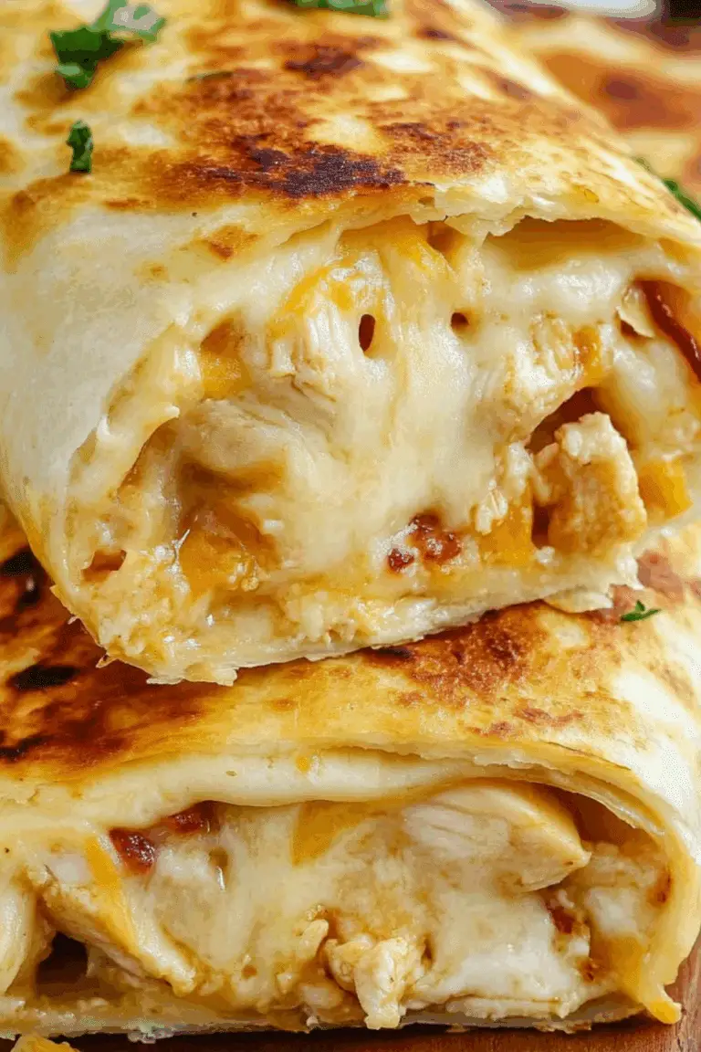 Cheesy Garlic Chicken Wraps with melted cheese and garlic sauce