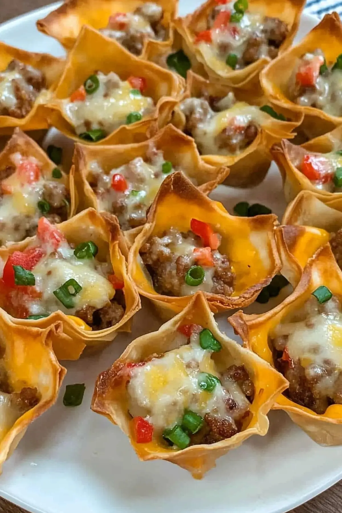 Cheesy Sausage Wonton Cups