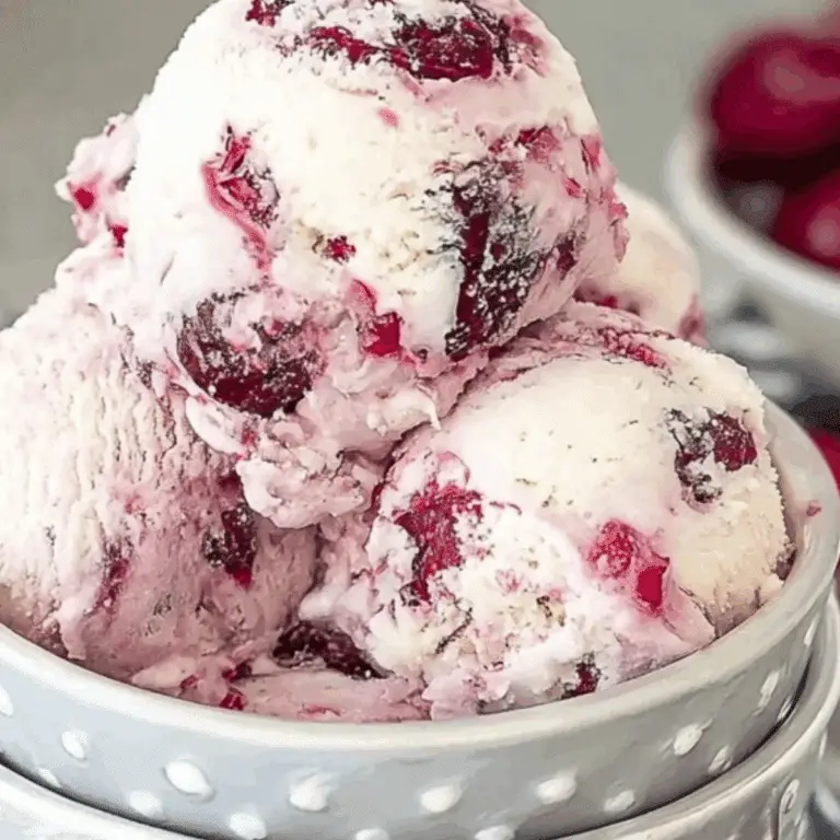 Cherry Vanilla Ice Cream Recipe with cherry and chocolate chunks