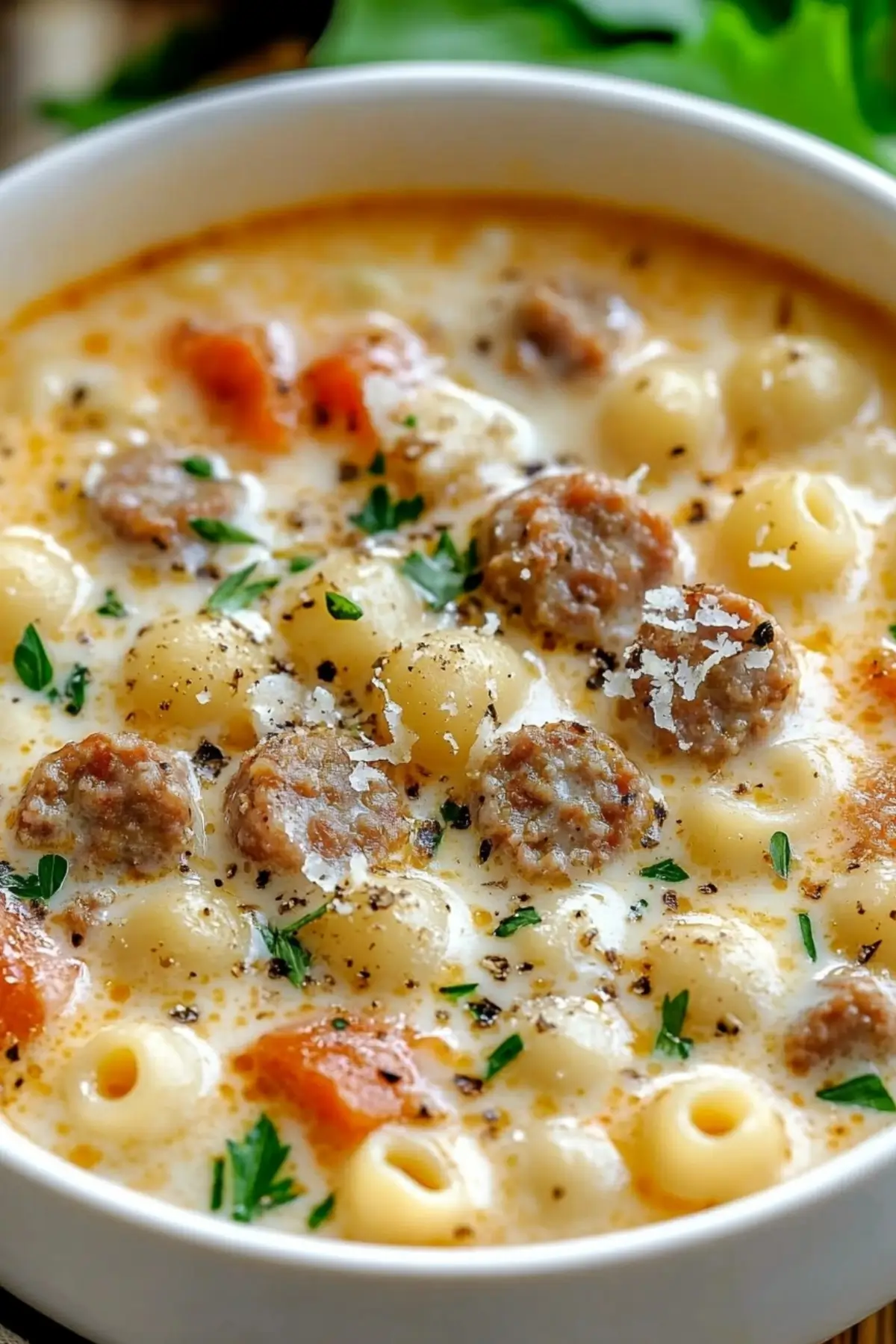 Creamy Parmesan Italian Sausage Ditalini Soup