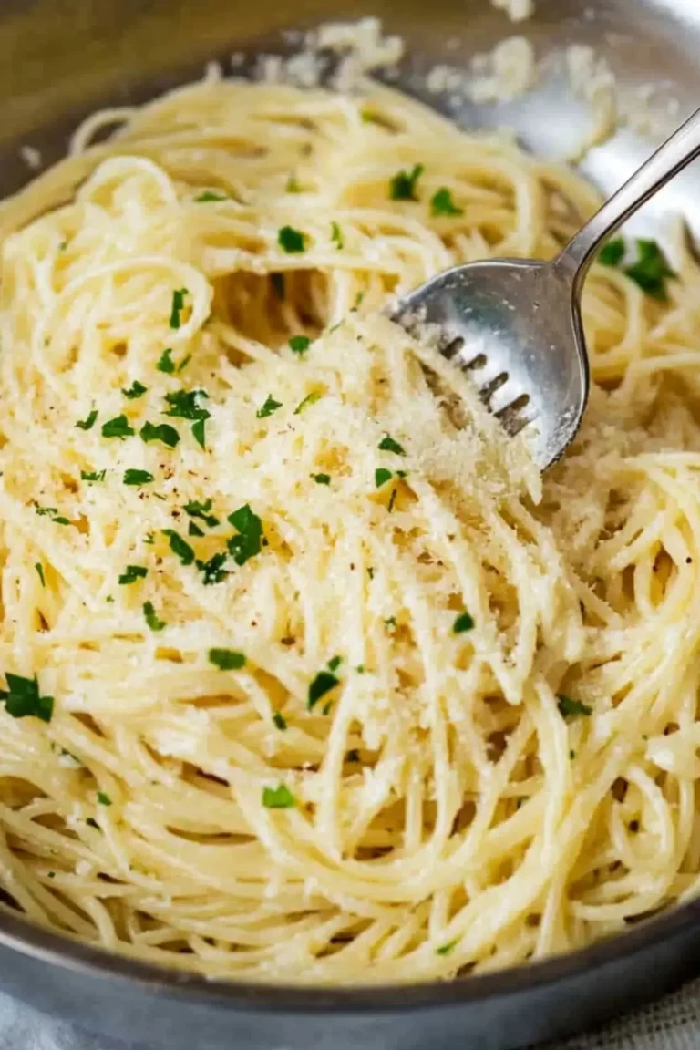 Garlic Parmesan Pasta with creamy butter and fresh Parmesan