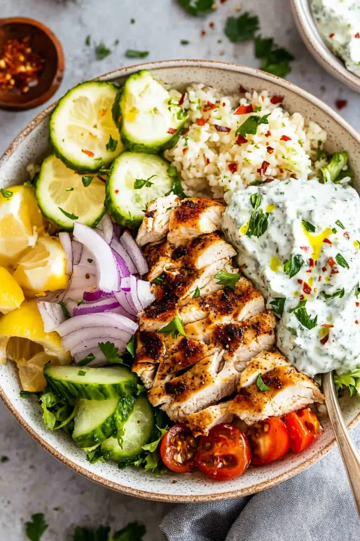 Greek Chicken Bowls With Tzatziki