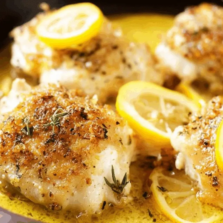 Ina Garten’s Lemon Chicken served with lemon slices and crispy skin