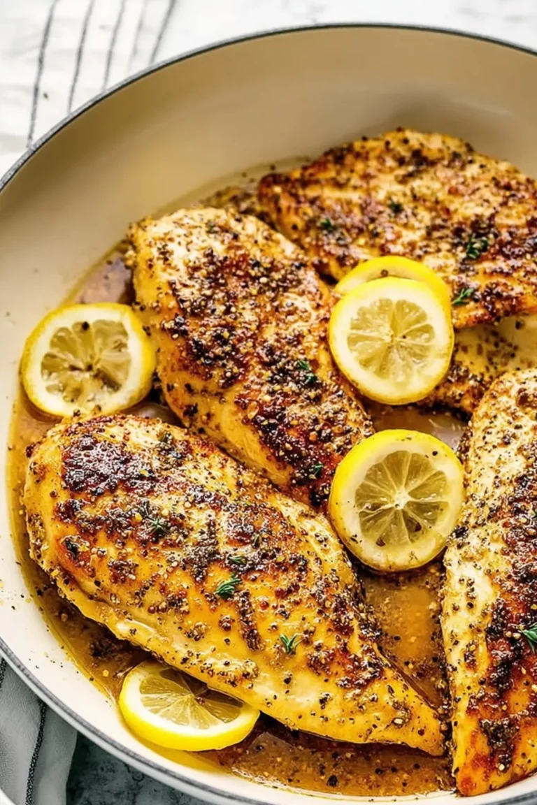 lemon pepper chicken with golden crust and lemon garlic butter sauce