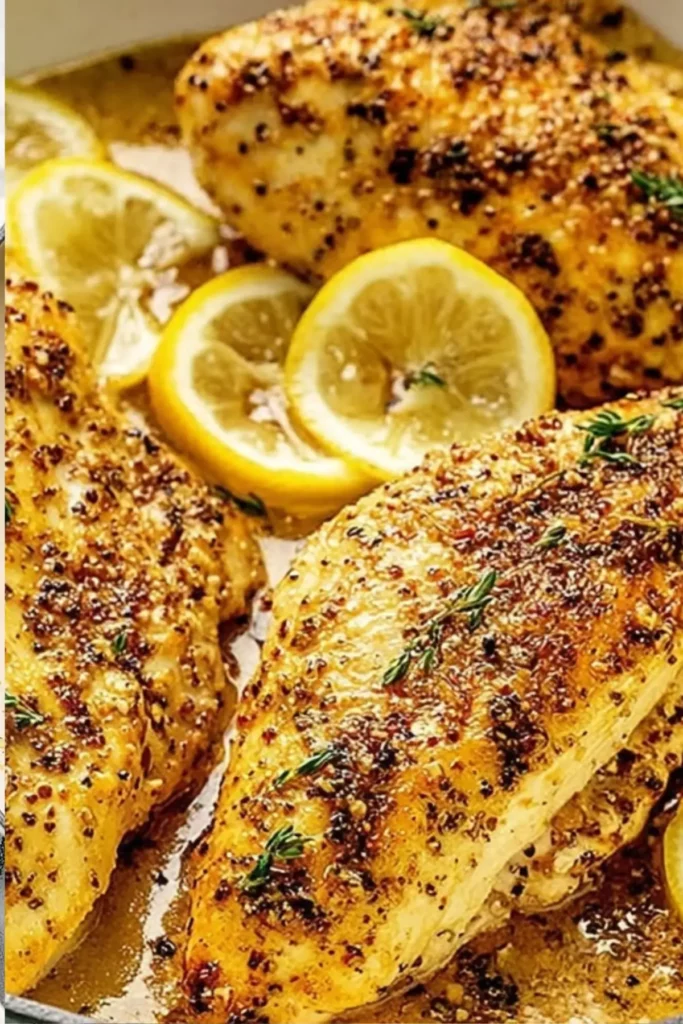 lemon pepper chicken with golden crust and lemon garlic butter sauce