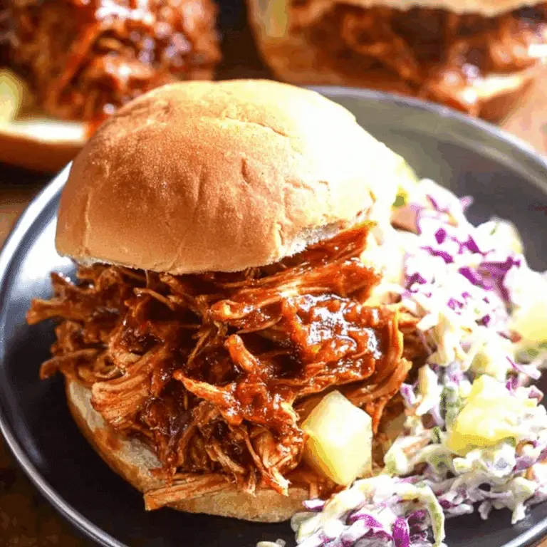 slow cooker hawaiian chicken served on a plate with rice