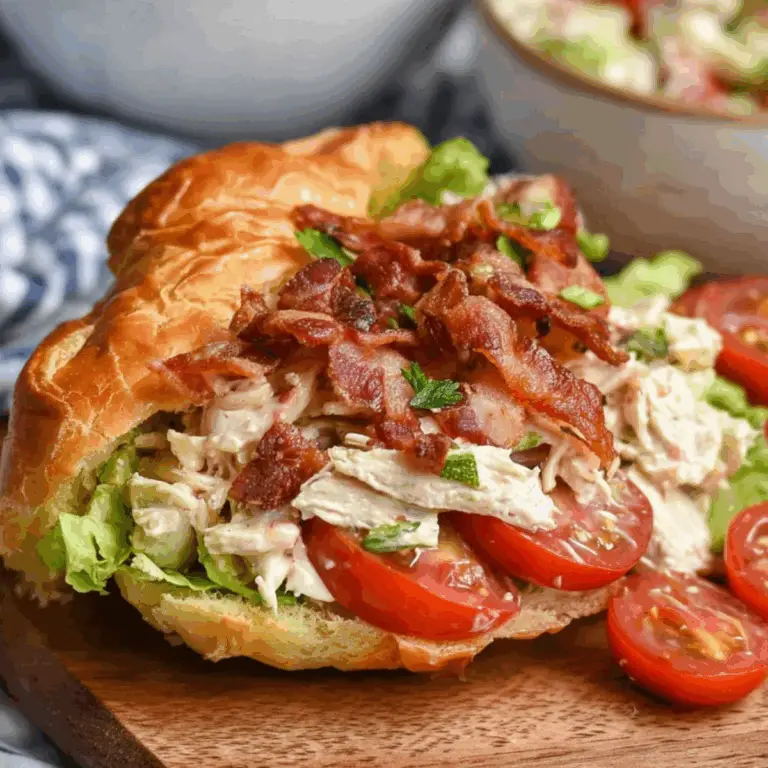 BLT Chicken Salad recipe with bacon, chicken, tomatoes, and creamy dressing