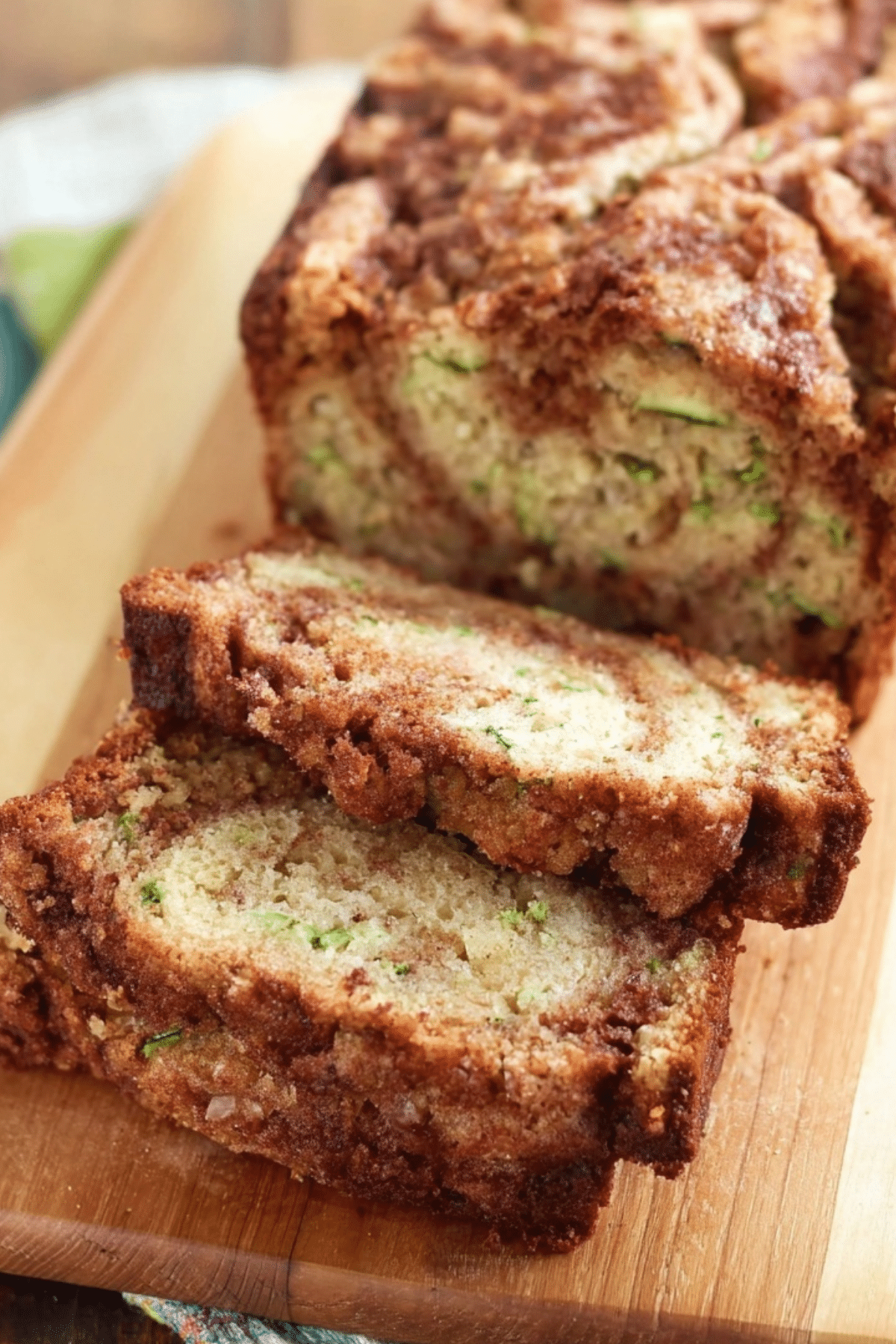 cinnamon swirl zucchini bread with cinnamon sugar layers