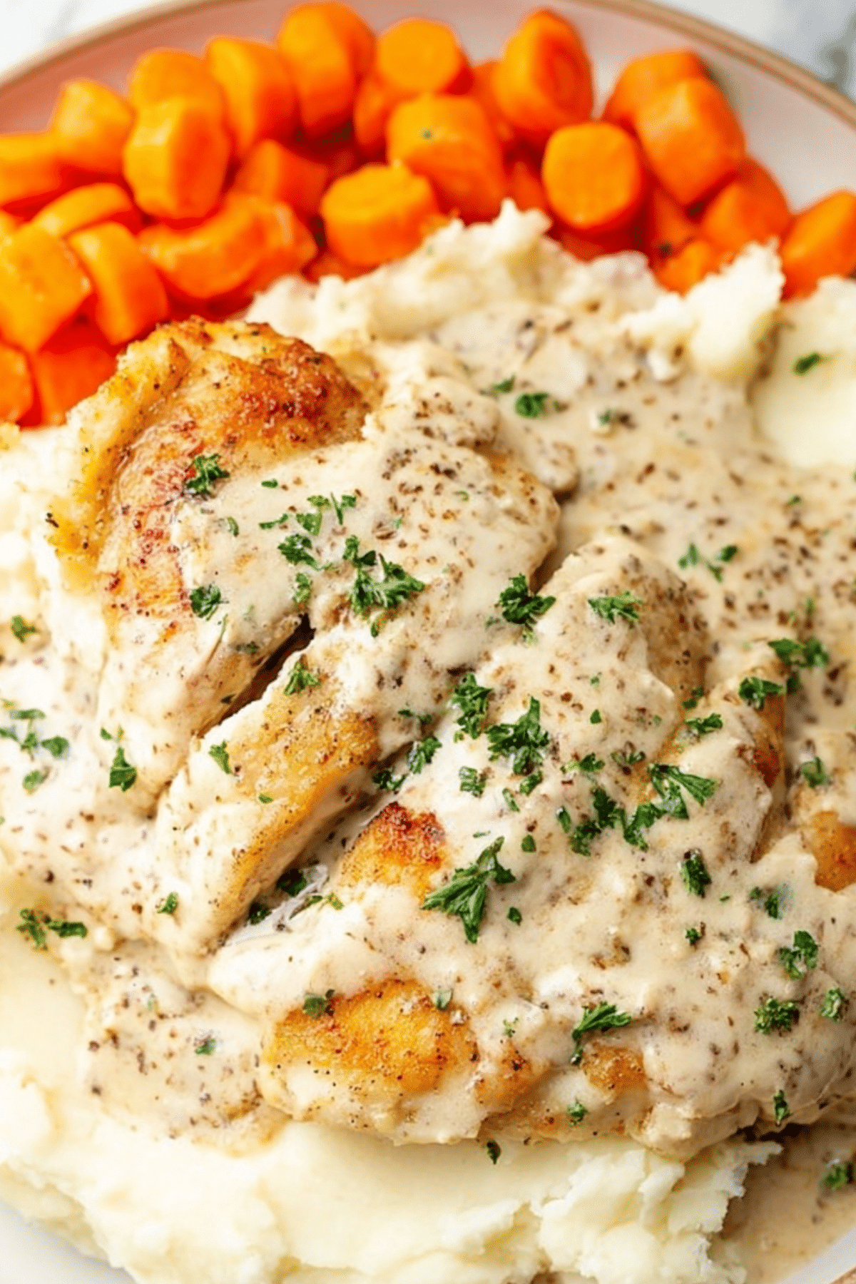 Cream Cheese Chicken recipe with creamy garlic herb sauce