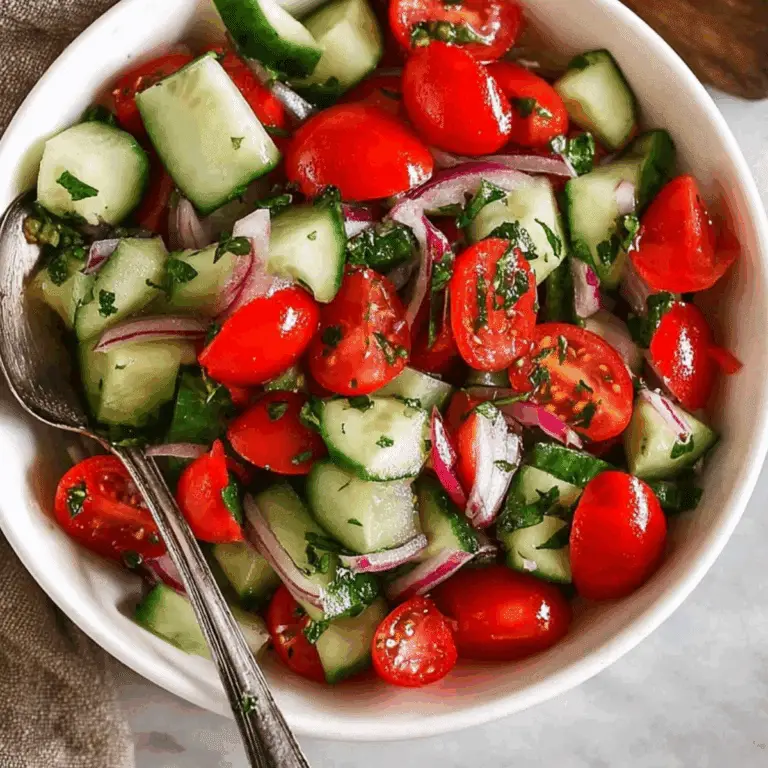 Cucumber Tomato Salad with fresh herbs and vinaigrette
