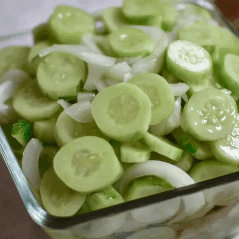 Cucumber and Onions in Vinegar Salad