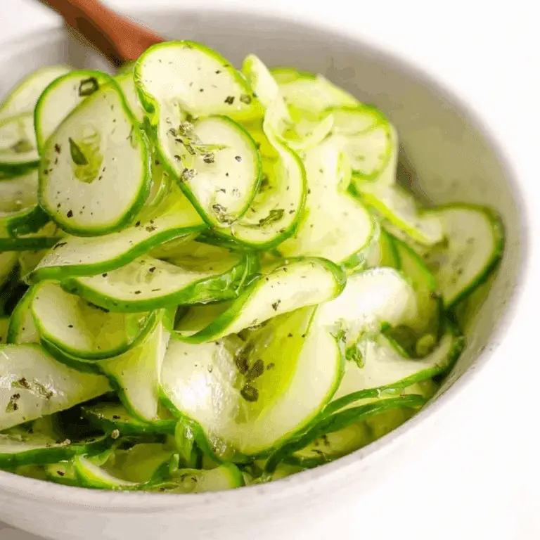 Cucumber Vinegar Salad with dill and red onion in vinegar dressing
