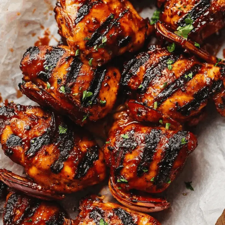 Grilled Honey BBQ Bacon Chicken Kabobs on skewers
