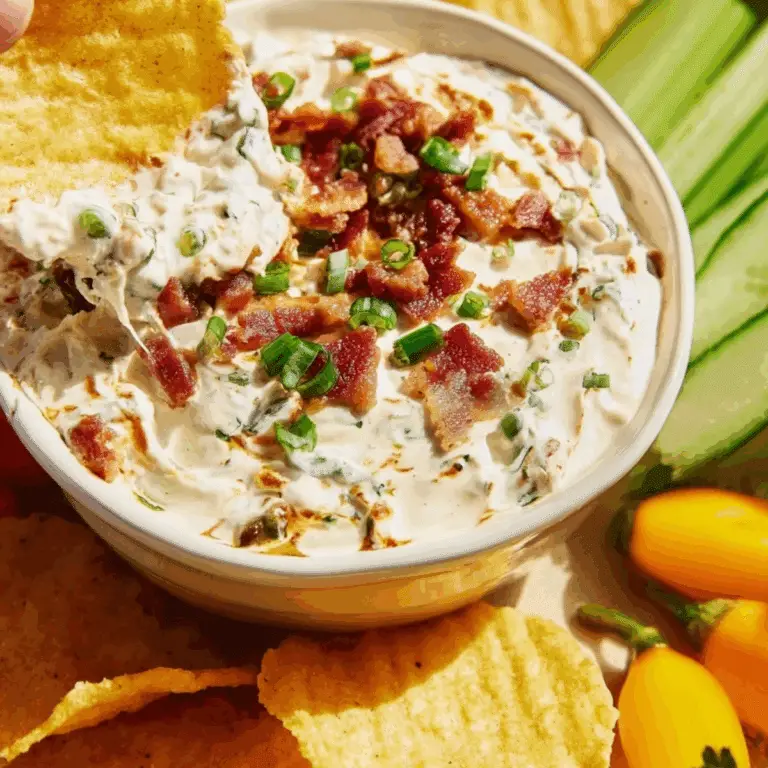 High Protein Crack Dip Recipe with Greek yogurt, cheese, and bacon