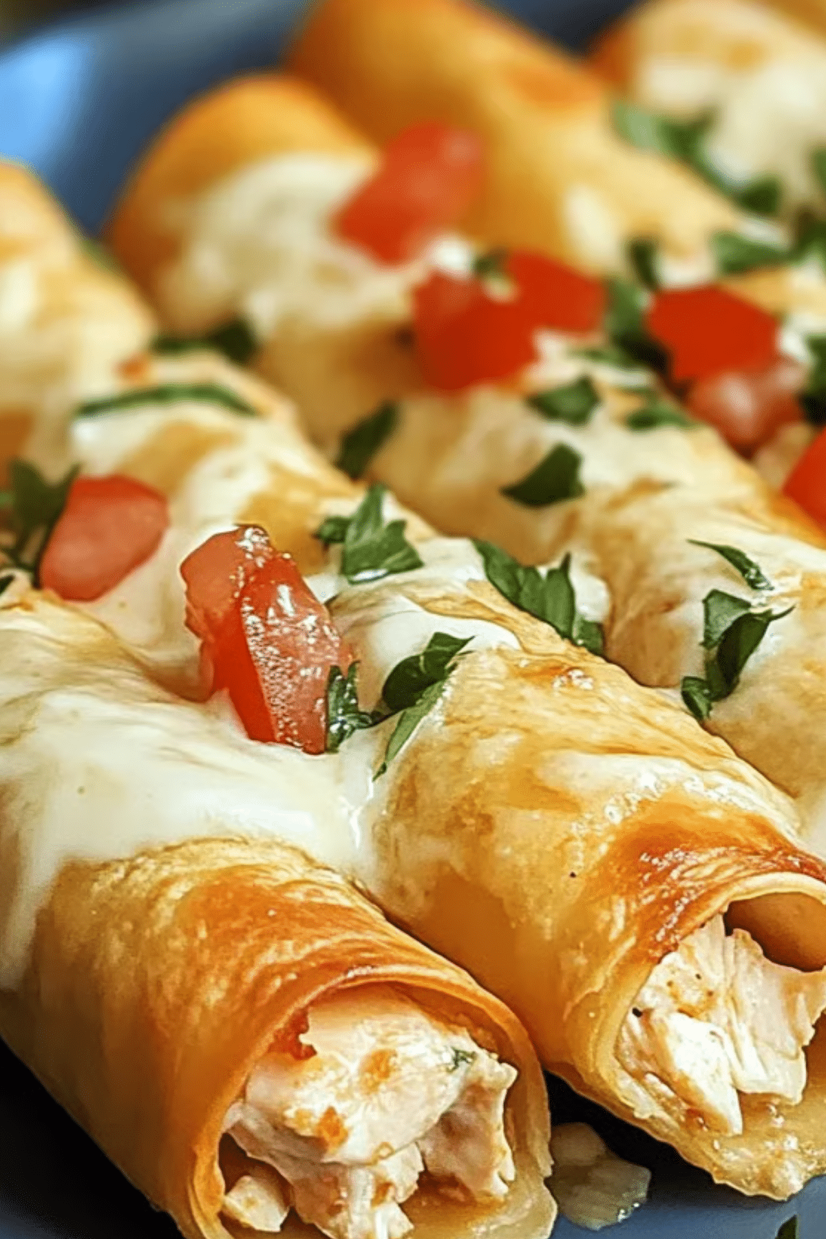 Cream Cheese Chicken Taquitos with crispy golden tortillas