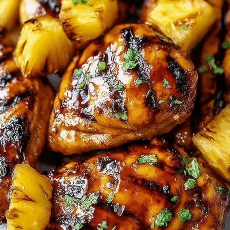 Honey Pineapple Grilled Chicken served with grilled pineapple slices