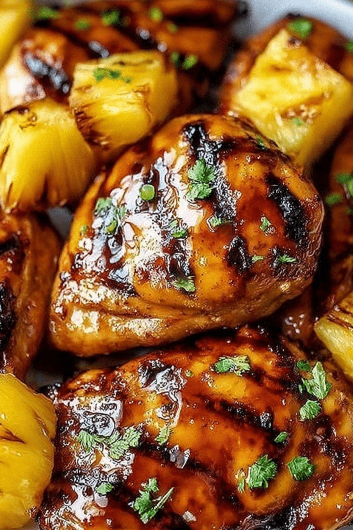 Honey Pineapple Grilled Chicken served with grilled pineapple slices
