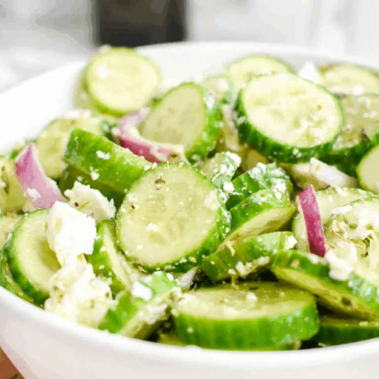 Cucumber Feta Salad with feta cheese and olive oil dressing