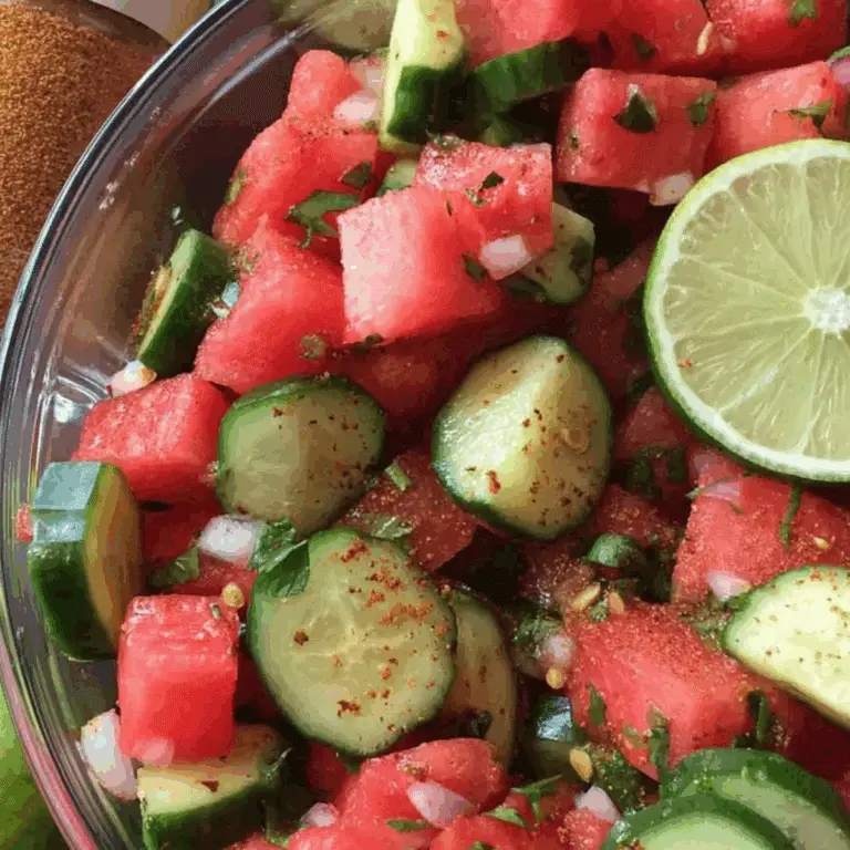 Mexican Watermelon Cucumber Salad – Easy & Refreshing