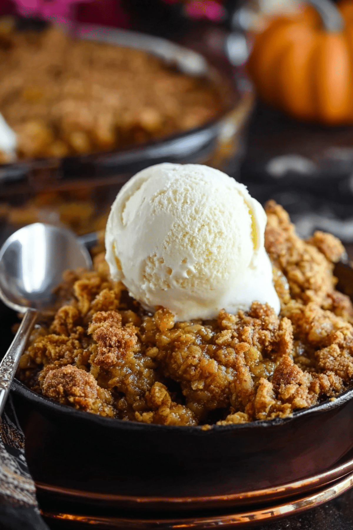 Pumpkin Crisp topped with golden cinnamon streusel