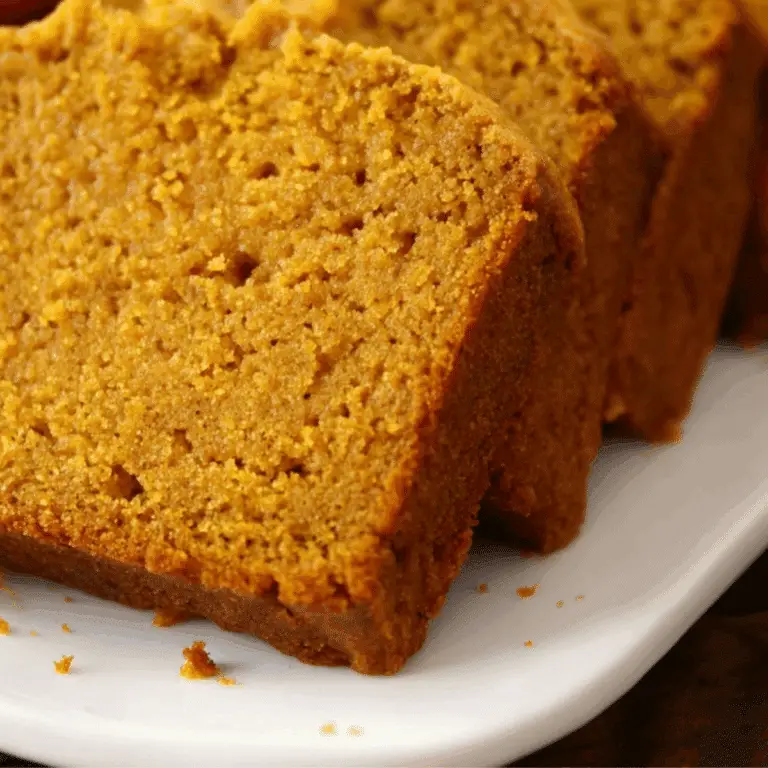 Moist Sour Cream Pumpkin Bread loaf with fall spices