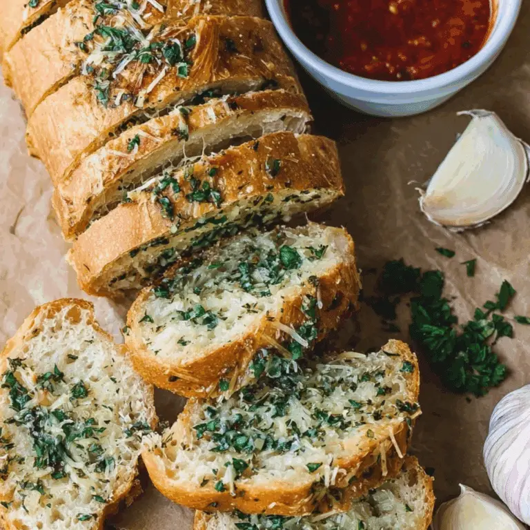 Sourdough Garlic Bread with garlic butter and parmesan cheese