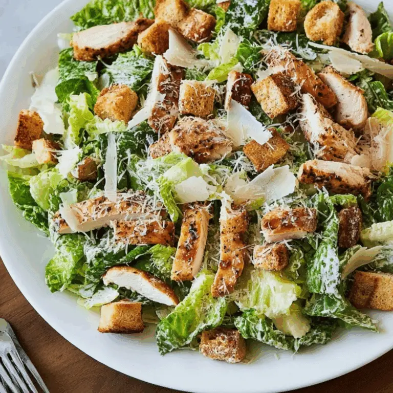 Chicken Caesar Salad with homemade croutons and grilled chicken