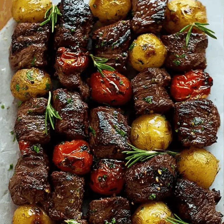 rosemary steak skewers grilled on the BBQ