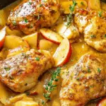 Apple Chicken Skillet recipe with creamy mustard maple sauce