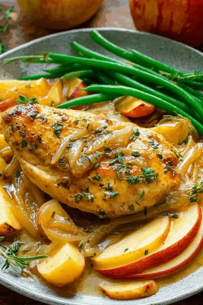 Apple Chicken Skillet recipe with creamy mustard maple sauce