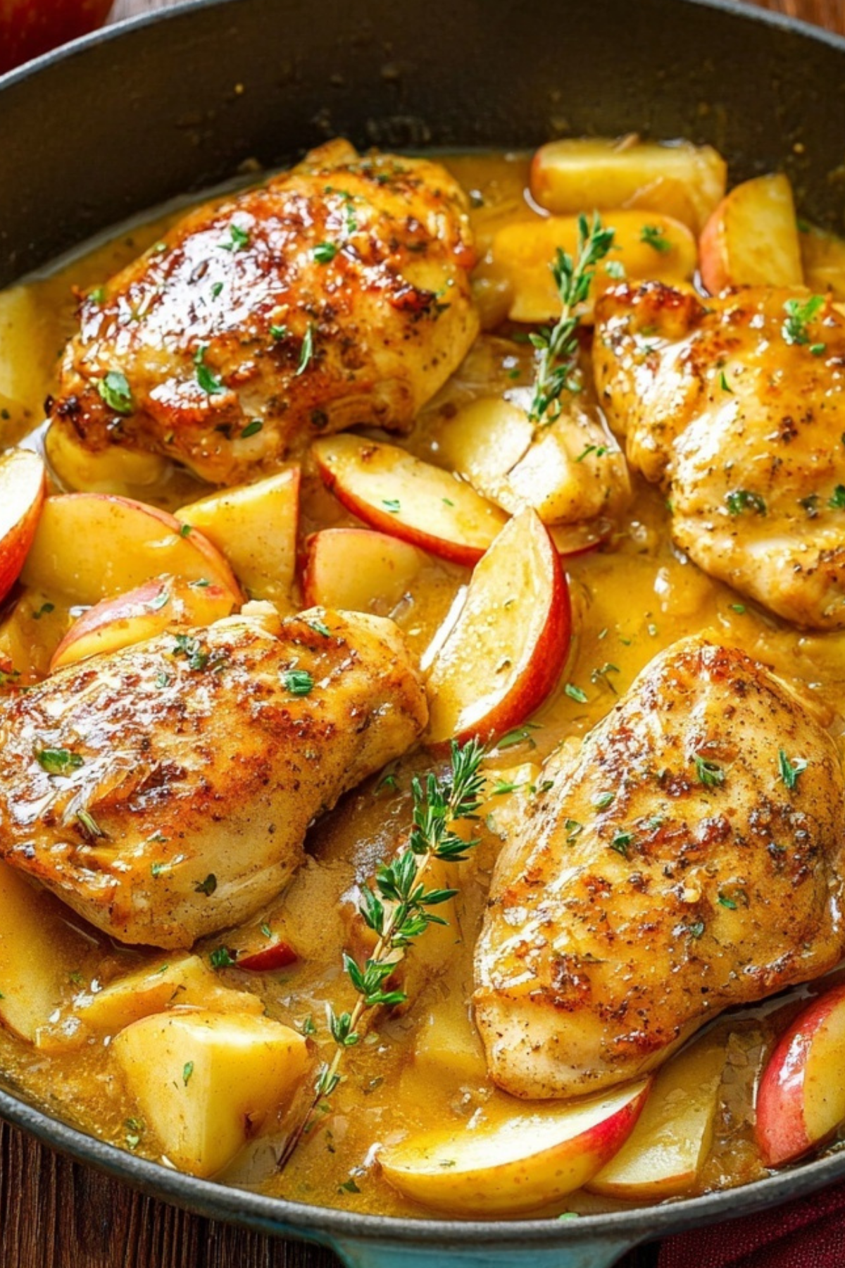 Apple Chicken Skillet recipe with creamy mustard maple sauce