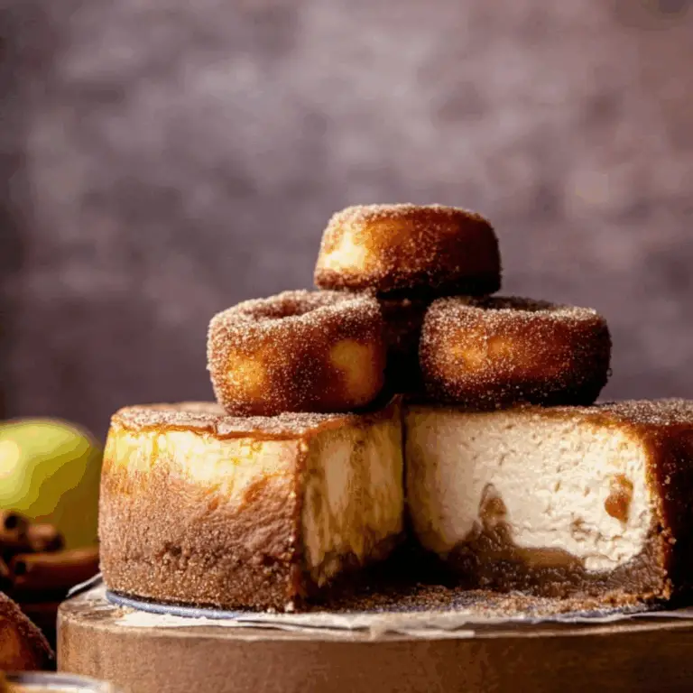 Apple Cider Cheesecake with cinnamon sugar topping