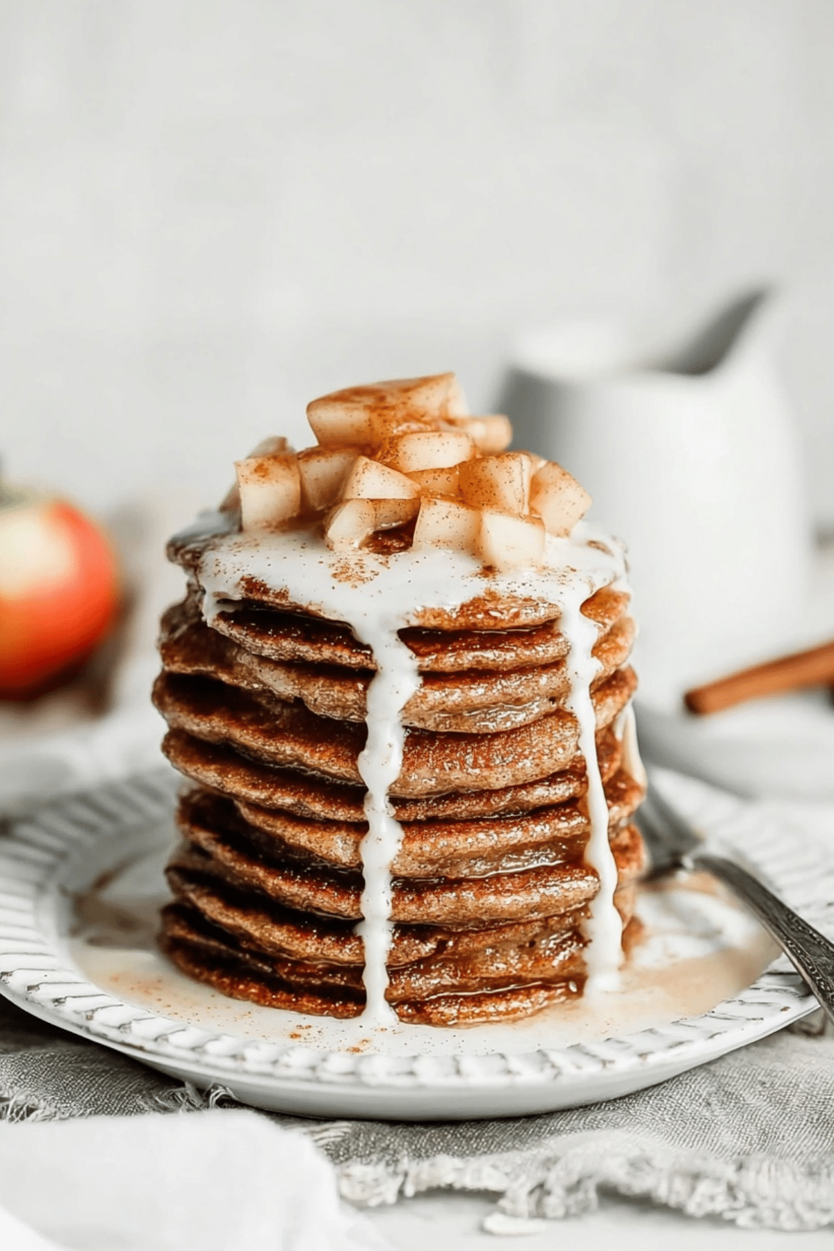 Apple Cider Donut Pancakes served with cinnamon sugar and maple syrup