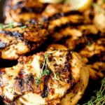Apple Cider Thyme Grilled Chicken on the grill