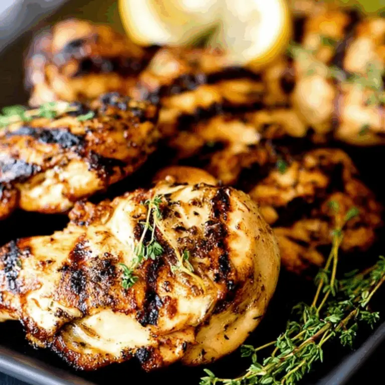 Apple Cider Thyme Grilled Chicken on the grill
