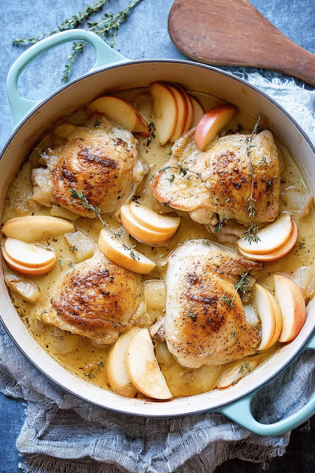 Baked Chicken with Apples - Fall Recipe with Chicken Thighs and Apples