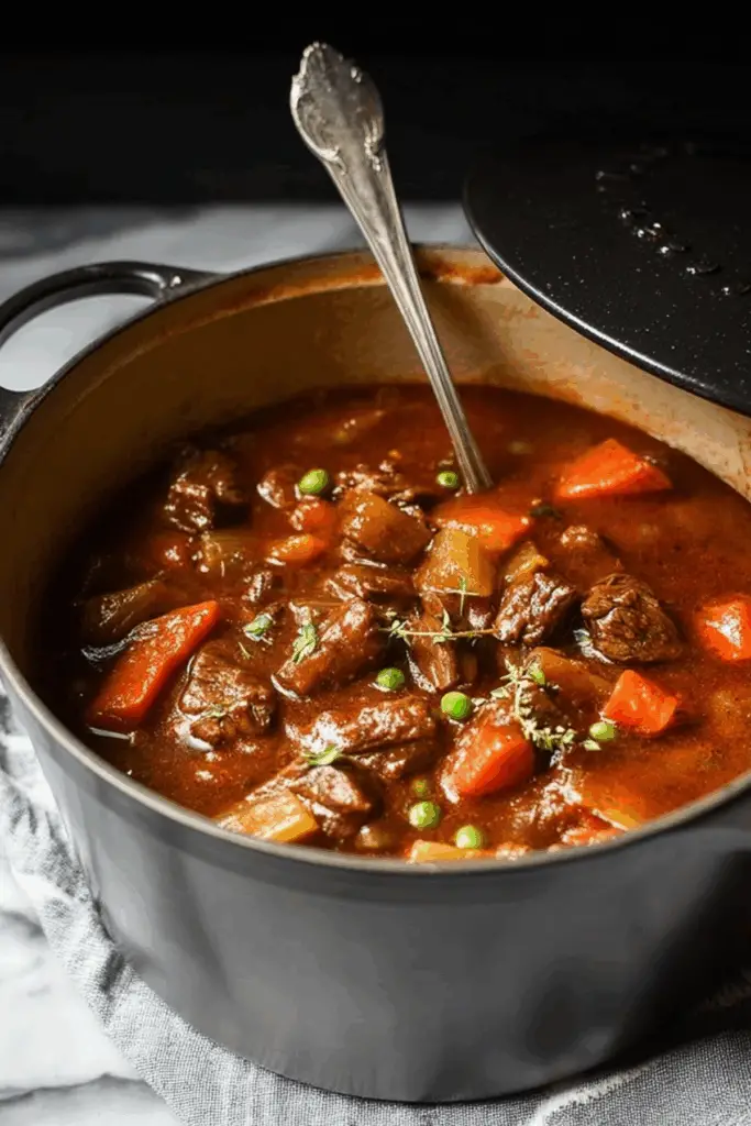 Beef Stew Recipe with tender beef and vegetables in a rich broth