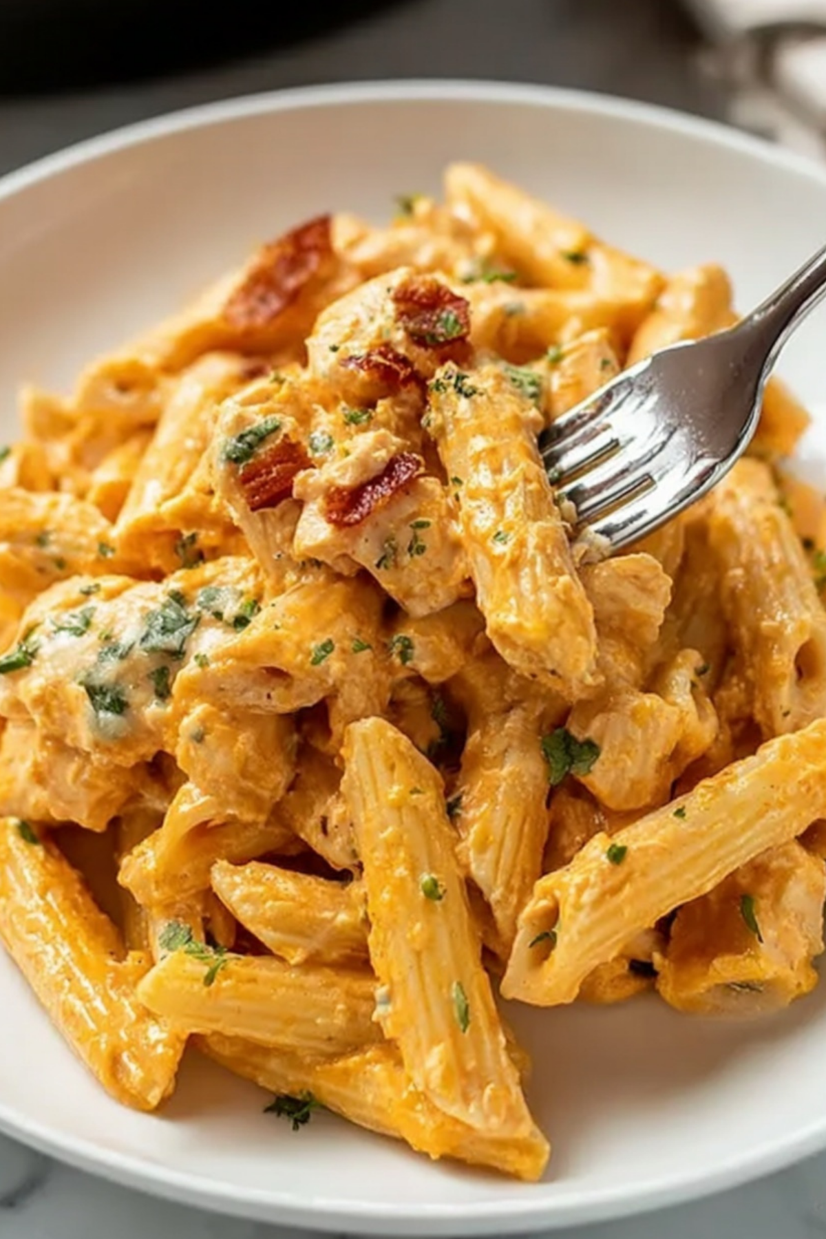 buffalo chicken pasta creamy and spicy dish
