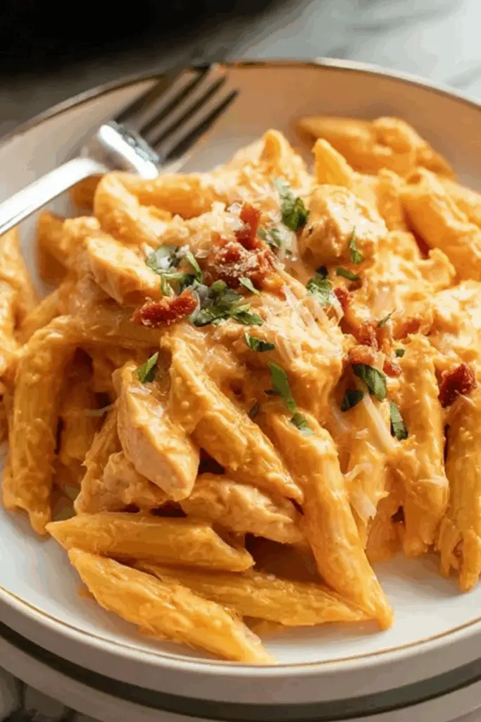 buffalo chicken pasta creamy and spicy dish