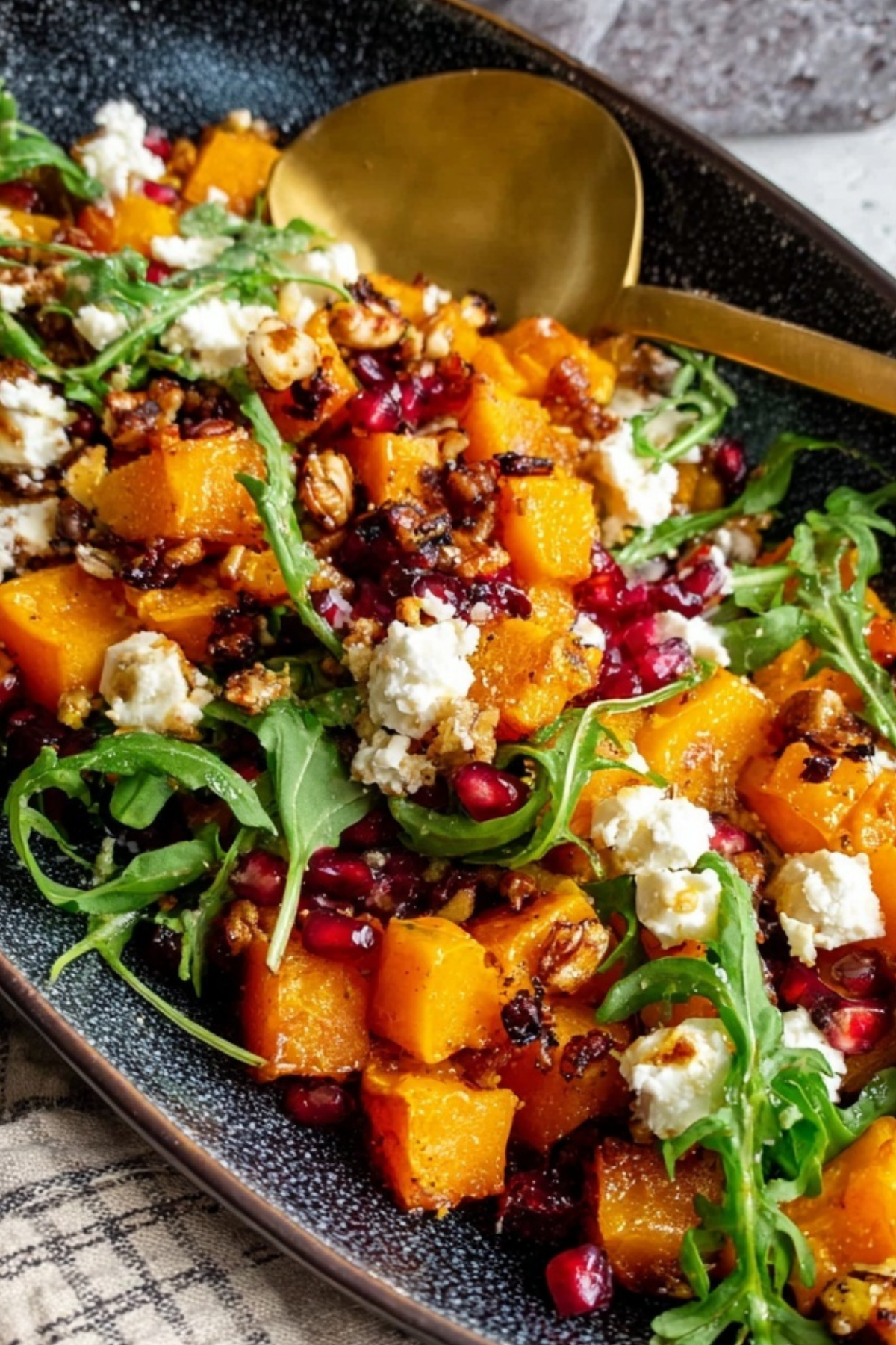 butternut squash feta salad with roasted squash and feta cheese