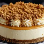Butterscotch Cheesecake with a Buttery Crumble, a creamy dessert with a golden topping