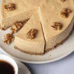 coffee cheesecake dessert with creamy filling and walnut topping