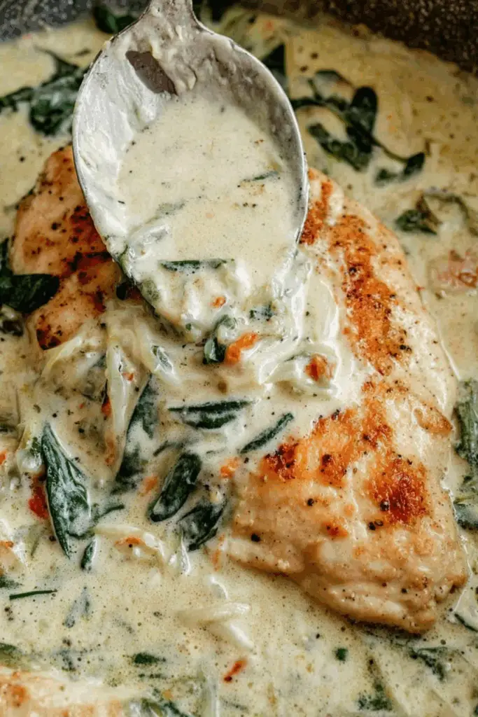 Creamy Boursin Chicken served with vegetables and a creamy sauce