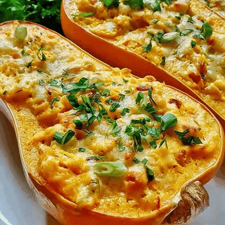 Double Stuffed Butternut Squash served with melted cheese and herbs