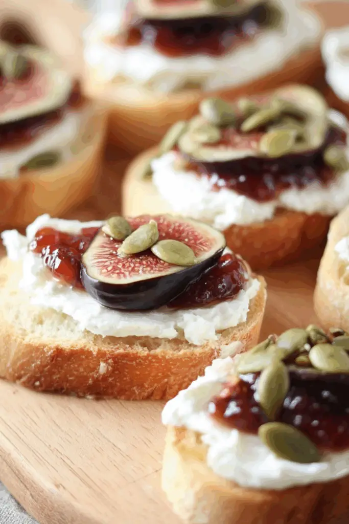 Fig and Pumpkin Seed Bruschetta on toasted French bread